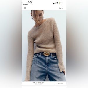 ZARA Leather Belt With Stone Embellished Buckle